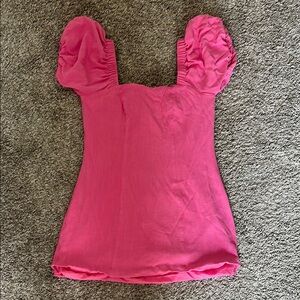 Pink Puff Sleeve Women's Top